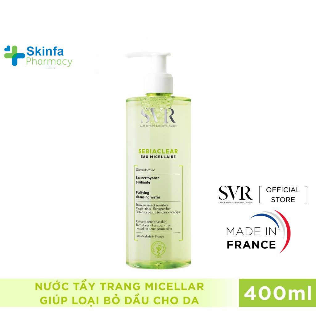 Nước Tẩy Trang SVR Sebiaclear Eau Micellaire dành cho da dầu mụn 400ml - Skinfa.