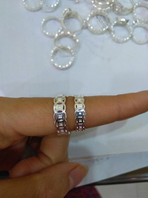 Nhẫn bạc nhẫn Kim Tiền bản to, siêu dày Van Jewelry