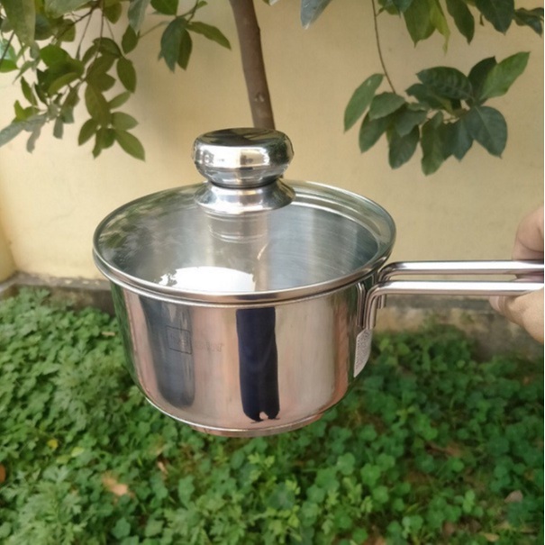 Quánh Bột Cháo Inox 3 Đáy Nắp Kính Fivestar size 16cm