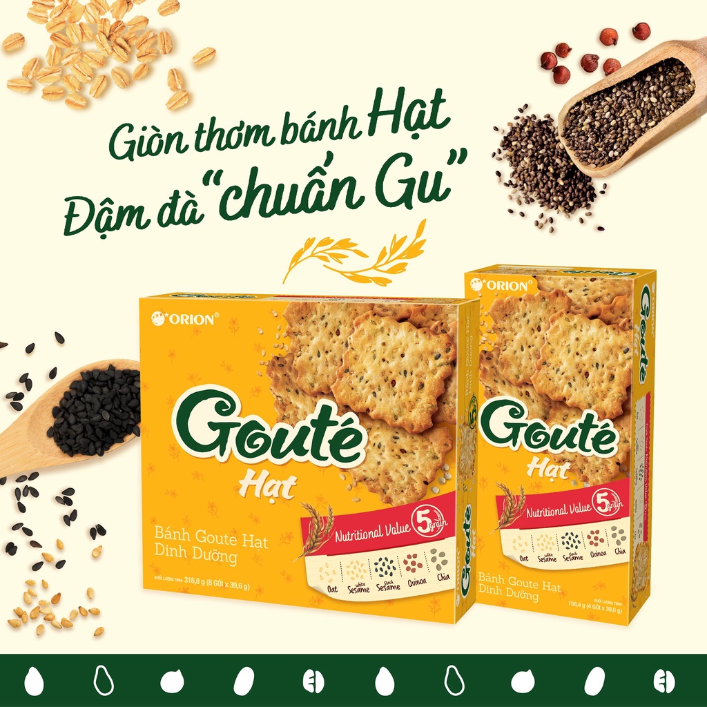 Bánh Goute Hạt Dinh Dưỡng Chính Hãng Orion Hộp 316.8G (8 Gói x 39.6G) - Dưỡng Chất Từ 5 Loại Hạt