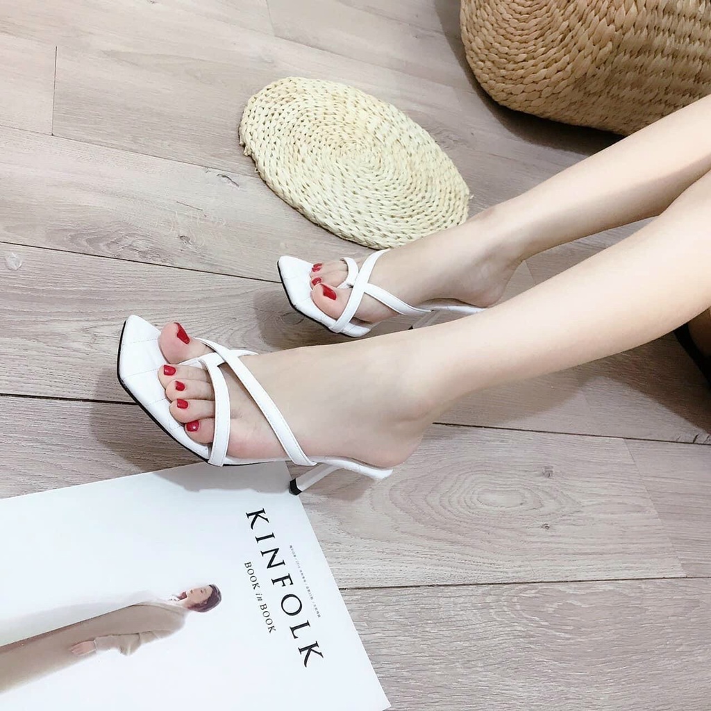 Guốc Nữ Xỏ Ngón - Dép Cao Gót Mũi Vuông Đế Nhọn dễ phối đồ, vô cùng điêu đà sang chảnh,đi biển đi chơi đều xinh,Guốc Kẹp