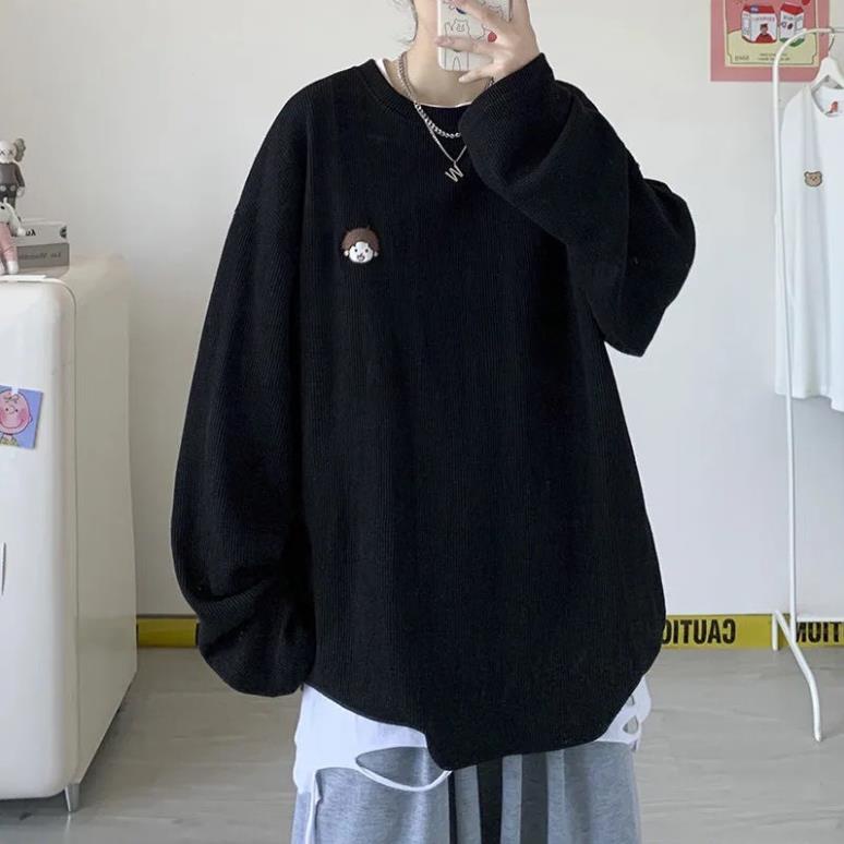 (Ảnh thật) Áo Sweater Nam Nữ Unisex Form Suông Rộng Chất Nổi Trơn, Áo Len Mỏng In Hình Kute Phong cách Ullzang Hàn Quốc | BigBuy360 - bigbuy360.vn