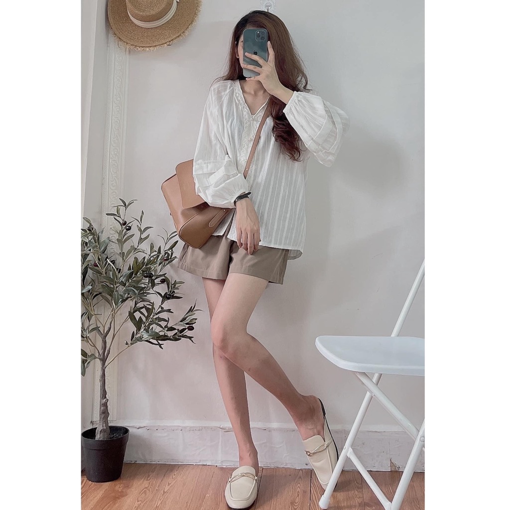 Áo sơ mi kiểu nữ Ulzzang, Áo sơ mi cổ kiểu phối ren thanh lịch phong cách Hàn Quốc