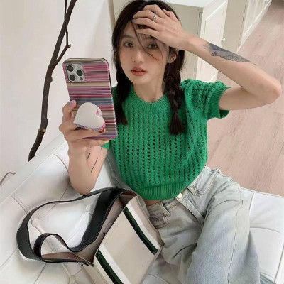 Áo lưới màu Quảng châu cổ tròn bo