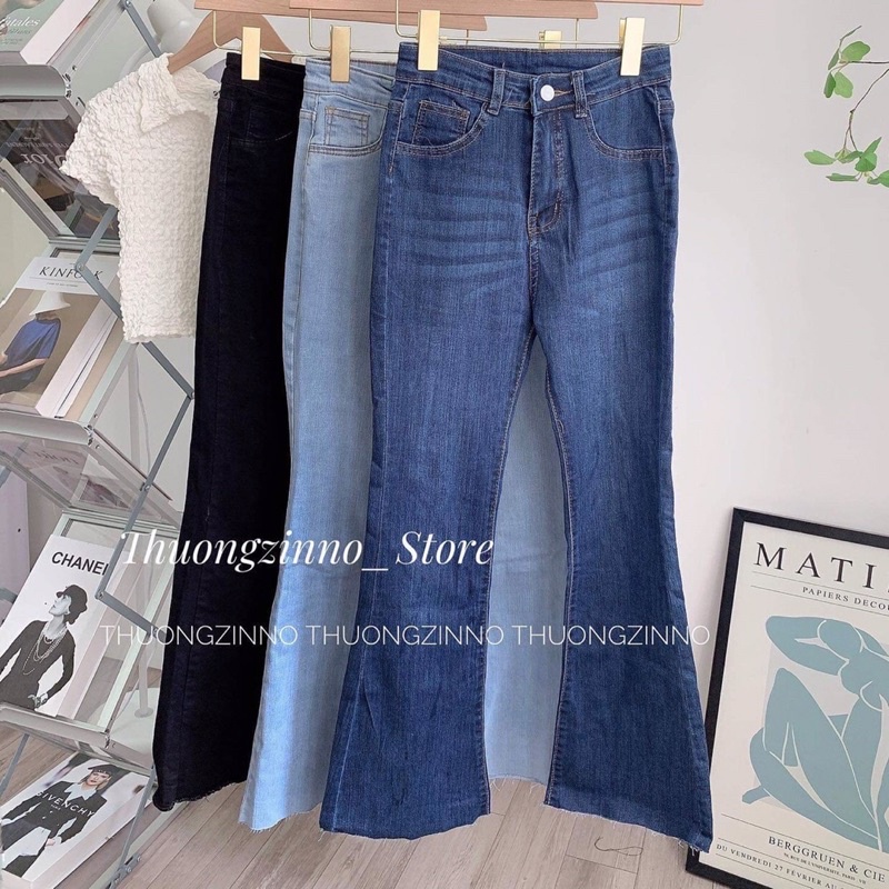 [Ảnh thật/Video]Quần ống loe cắt gấu nhiều màu tôn dáng