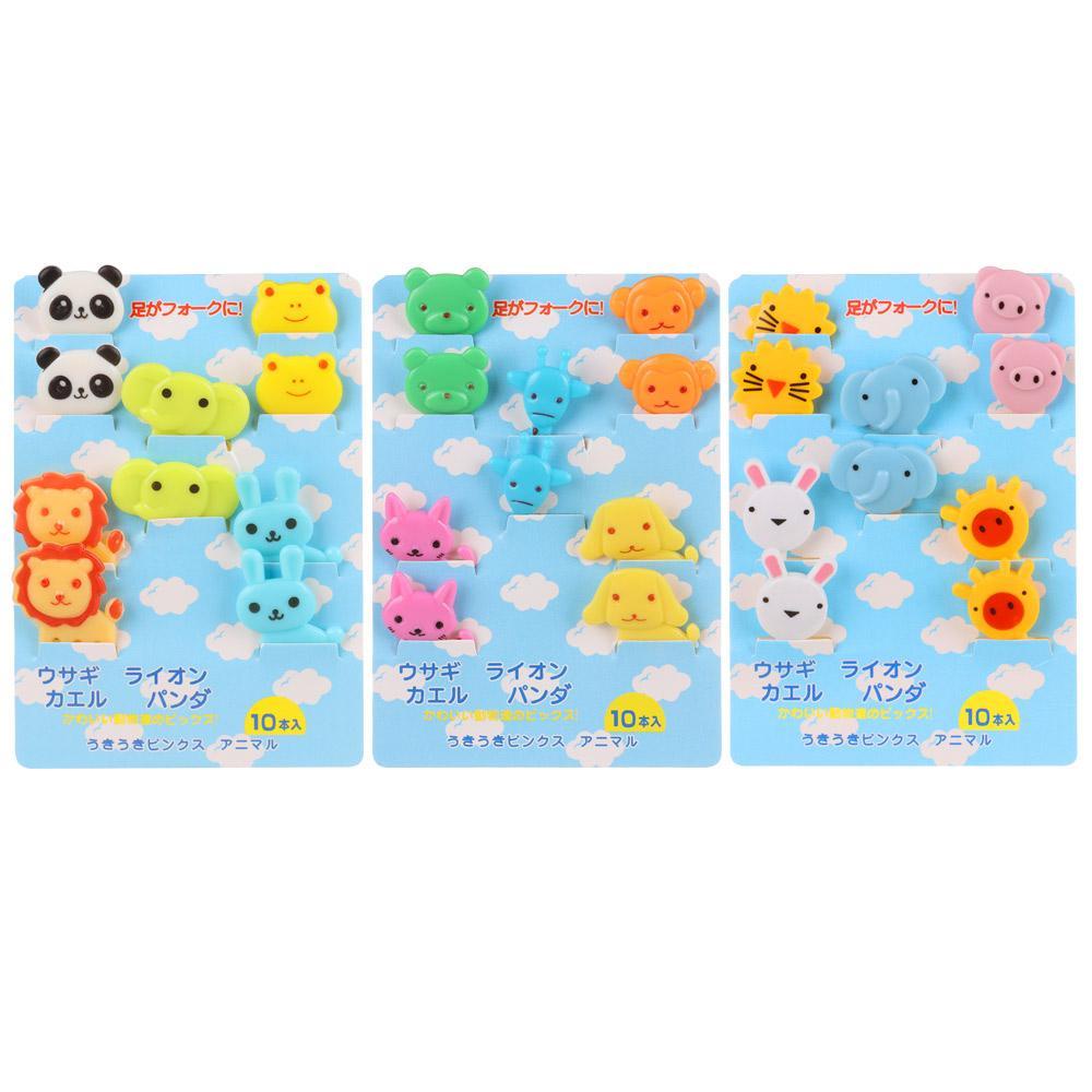 Set 10 / 30 Nĩa Ăn Trái Cây / Rau Củ Họa Tiết Hoạt Hình Dễ Thương Có Thể Tái Sử Dụng Cho Bé
