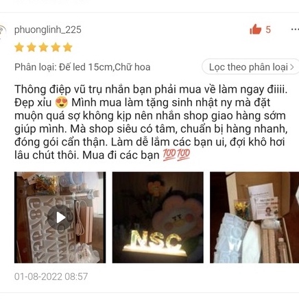 Đèn ngủ DIY đẹp làm tên theo ý thích TH decor