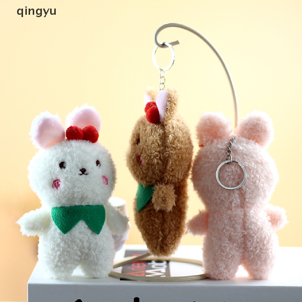 Móc Khóa Hình Gấu / Thỏ Bằng Lông Nhung Dễ Thương Xinh Xắn