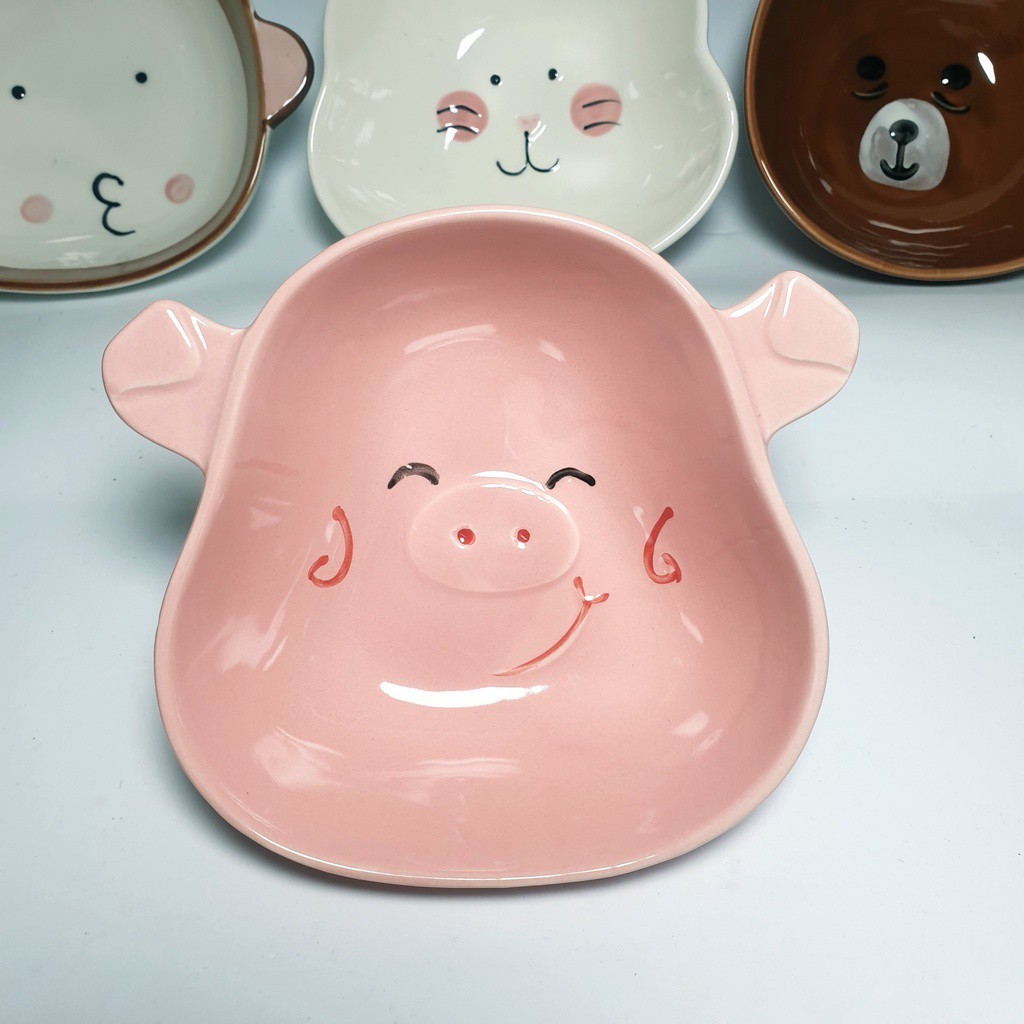 Bát Ăn Dặm Cute Cho Bé Hình Heo Hồng Dễ Thương, Chén Ăn Dặm Gốm Sứ Cao Cấp