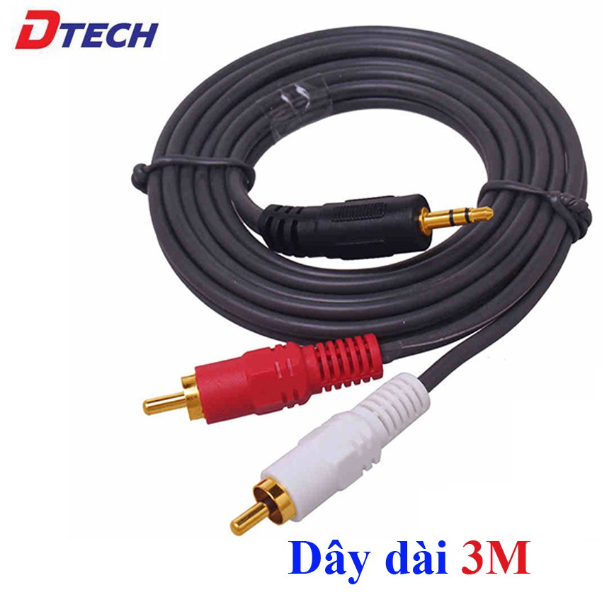 [Mã ELHACE giảm 4% đơn 300K] Dây cáp audio rắc 3.5 ra AV Dtech DT-6212 dài 3m