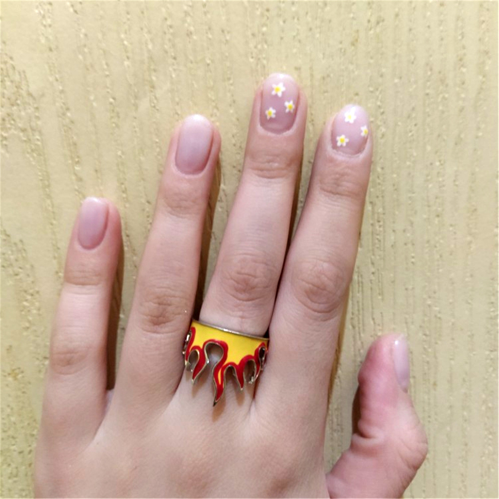 Nhẫn trang sức thiết kế hình ngọn lửa phong cách cổ điển thời trang dành cho cả nam và nữ