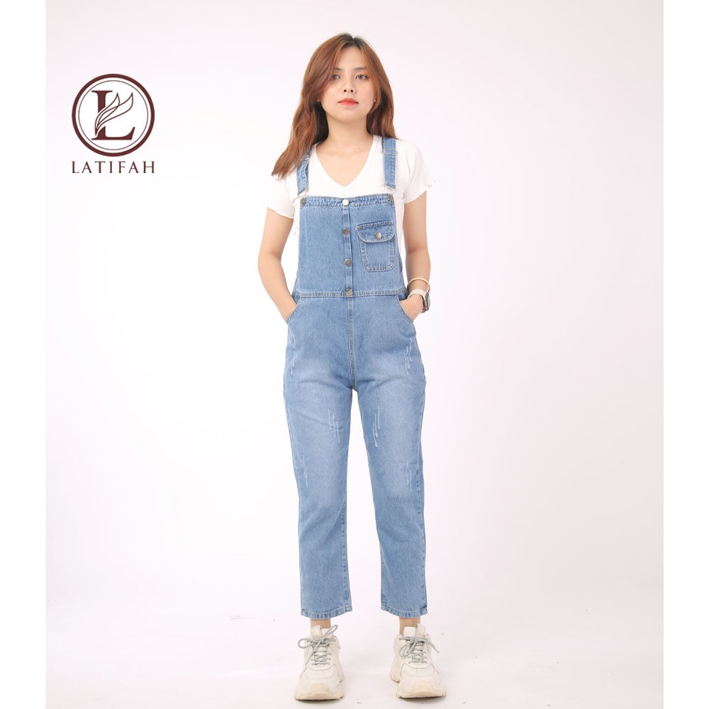 [Mã BMLTA50 giảm 50K đơn 150K] Quần yếm jean dài nữ LATIFAH 5 cúc YJ012 phong cách trẻ trung năng động