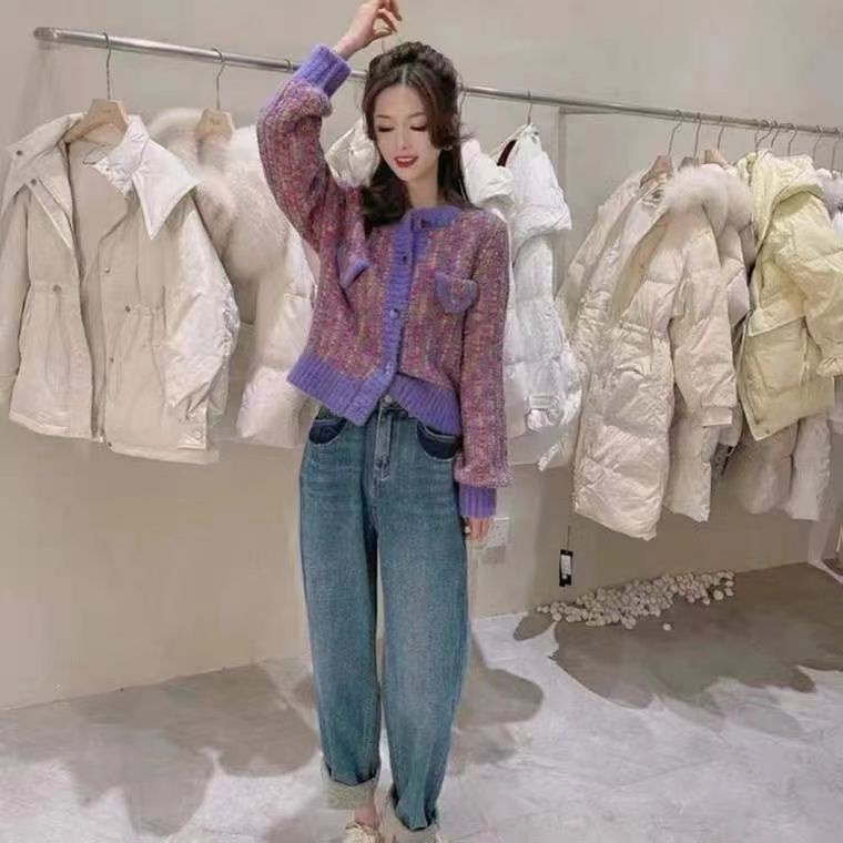 Áo Sweater Dệt Kim Dáng Ngắn Thời Trang Cho Nữ