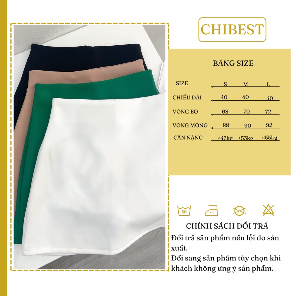 Chân váy A Ngắn lưng cao Vải Tuyết Mưa Có Quần Trong Thiết Kế Vintage CHIBEST YVB61