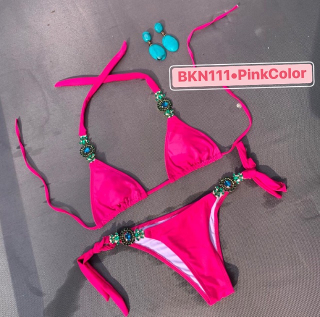 [BKN111] &lt;ÂU&gt; SET BIKINI MIX ĐÁ HỒNG NEON/ĐEN