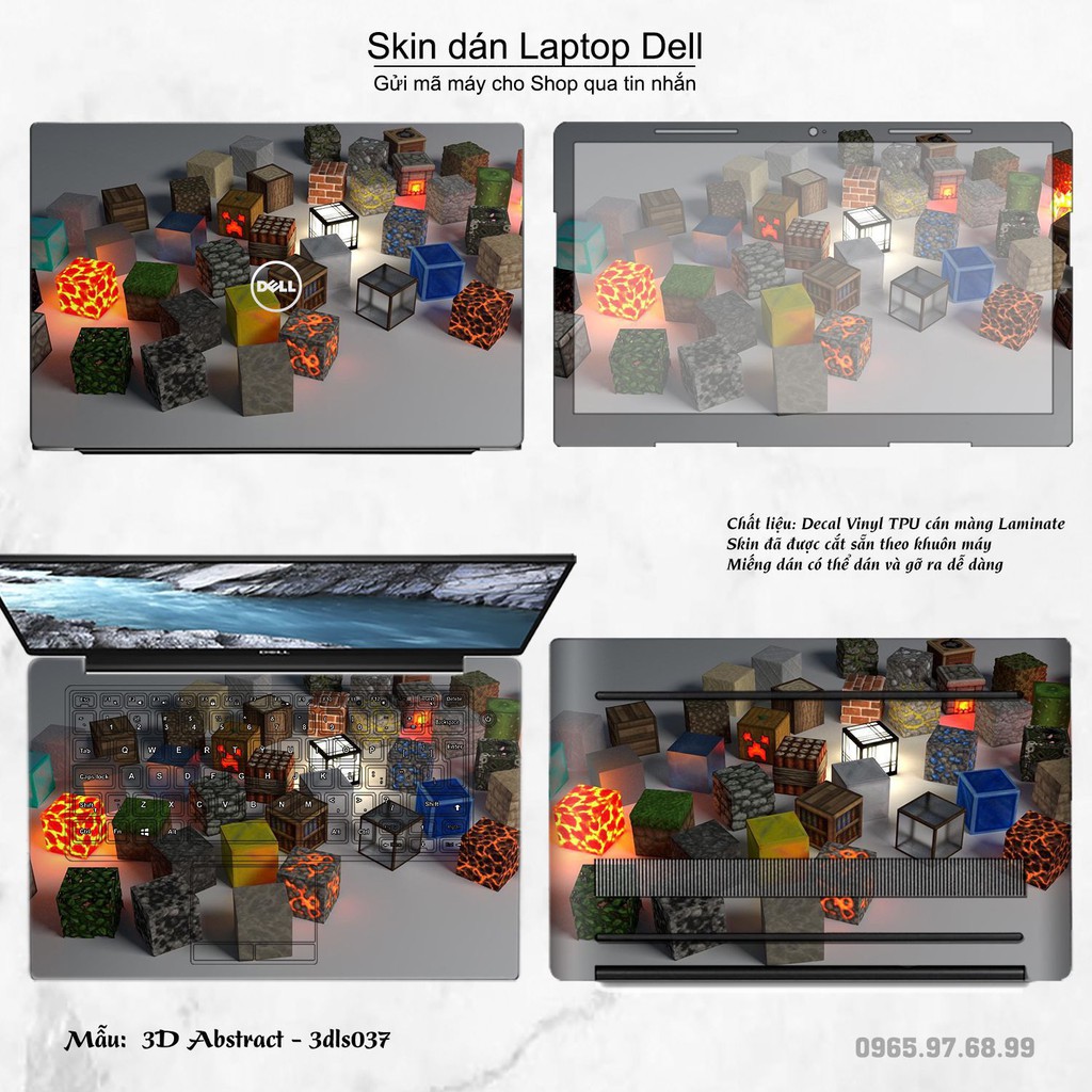 Skin dán Laptop Dell in hình 3D Green (inbox mã máy cho Shop)