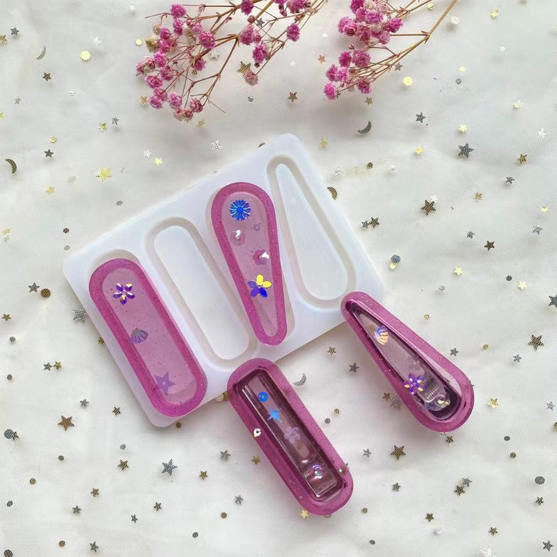 Khuôn Silicone Làm Kẹp Tóc Cát Chảy Hình Kẹp Tóc Epoxy Resin