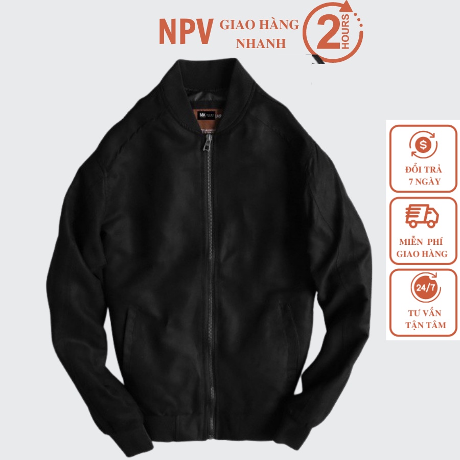 Áo khoác nam da lộn NPV tay chun bomber ,áo da nam bo chun da lộn cao cấp 4 màu