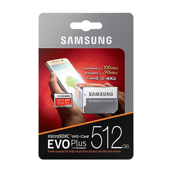 Thẻ nhớ micro SD samsung Evo plus 512GB 100Mbs 4K Video