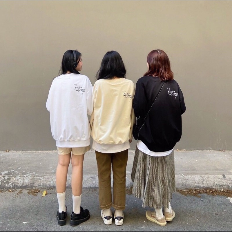 Áo nỉ sweater gấu chữ 2 mặt mặc đôi/ nhóm unisex (ảnh thật_annstore)