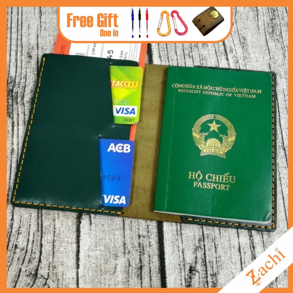 [Zachi] Bóp ví đựng passport, hộ chiếu da bò handmade  PP619