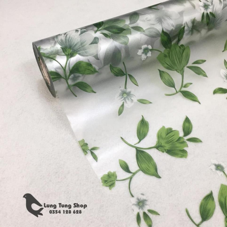 Decal dán kính, giấy đề can dán kính họa tiết hoa trắng lá xanh, dán kính cửa sổ phòng khách đẹp chống nắng