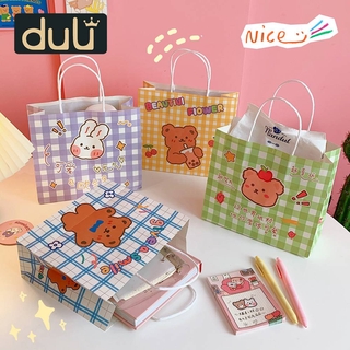 Túi giấy mini in họa tiết gấu hoạt hình dễ thương cho nữ