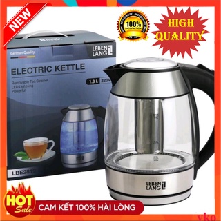 Ấm siêu tốc thủy tinh 1.8l,bình siêu tốc thủy tinh lebenlang lbe2819 lõi lọc trà inox công nghệ đức