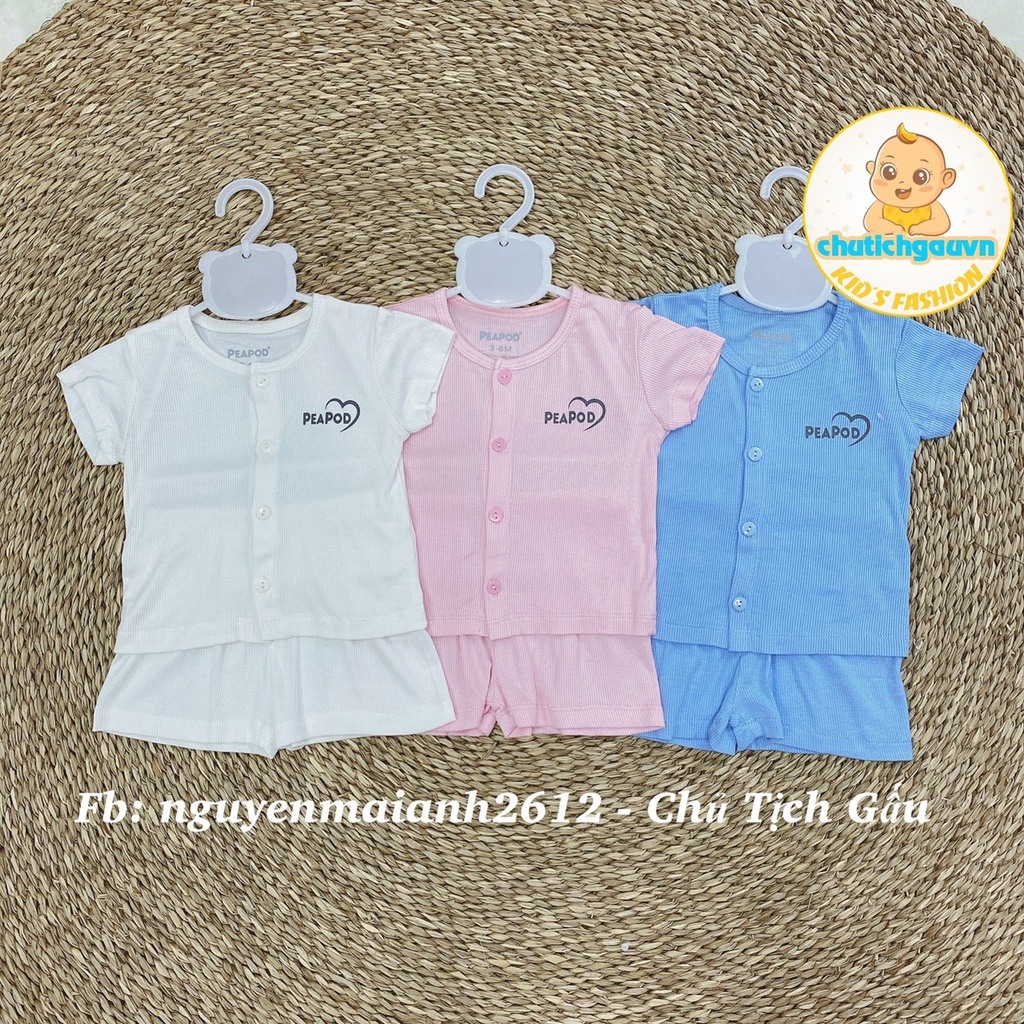 Bộ quần áo cộc tay cài giữa cho bé hãng Peapod