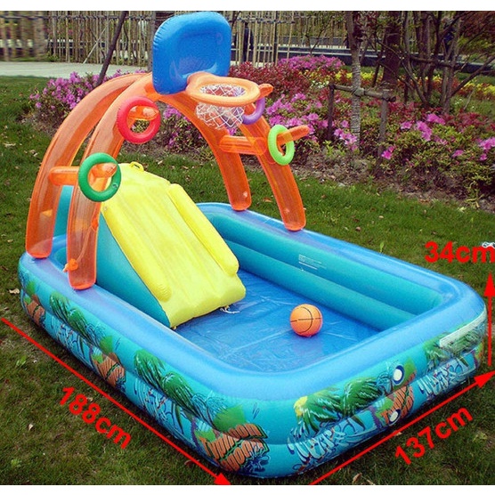Hồ Bơi Bơm Hơi Phao Cực Đại PISCINA PARQUE cho bé và gia đình tặng bơm điện 220V