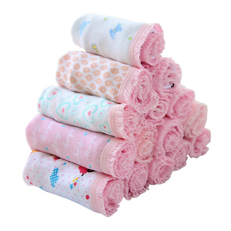 Set 12 Quần Lót Cotton Họa Tiết Đáng Yêu Cho Bé Gái