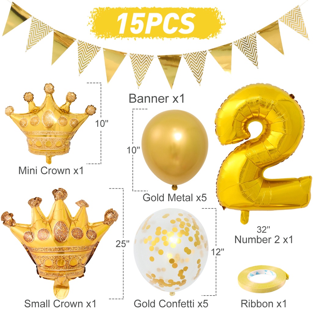 Set 15 Bong Bóng Màu Vàng Dùng Trang Trí Tiệc Sinh Nhật