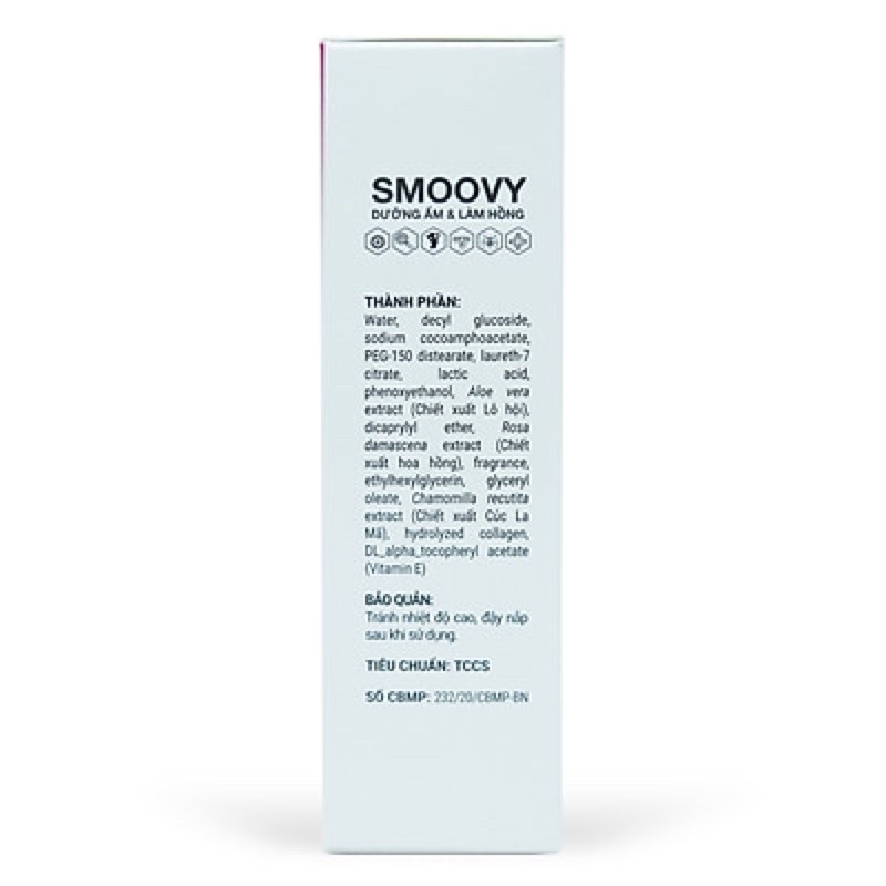 Dung dịch vệ sinh phụ nữ Smoovy mới giúp dưỡng ẩm và làm hồng vùng kín (150ml/ hộp)