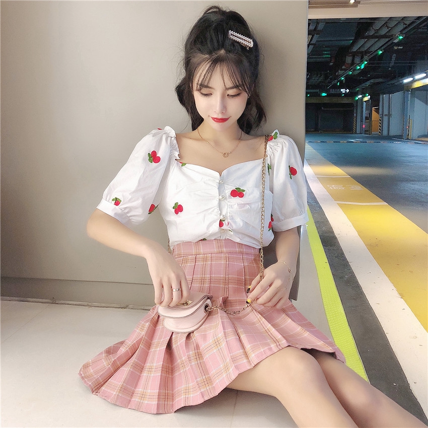 Bộ Áo Sơ Mi Ngắn Tay + Chân Váy Xinh Xắn Dành Cho Nữ 2020 | BigBuy360 - bigbuy360.vn