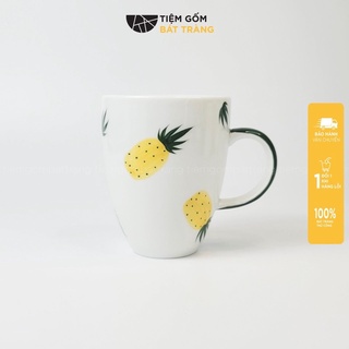 Cốc sứ uống nước cốc nước có quai 280ml pha trà cafe hoạ tiết vẽ tay gốm sứ bát tràng cao cấp