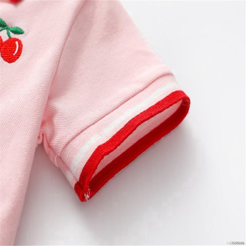 Đầm Tay Ngắn Họa Tiết Trái Cherry Xinh Xắn Cho Bé Gái