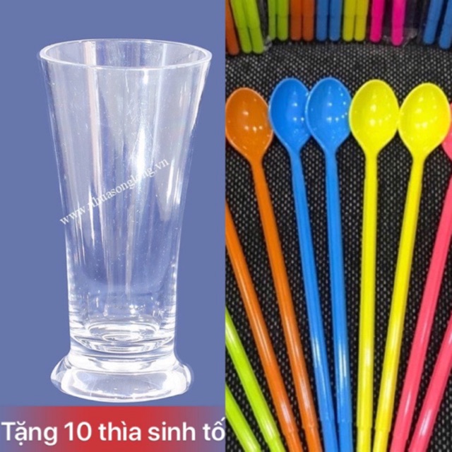 10 CỐC SINH TỐ CAO CẤP meka giả thuỷ tinh siêu bền tặng 10 thìa sinh tố xinh yêu