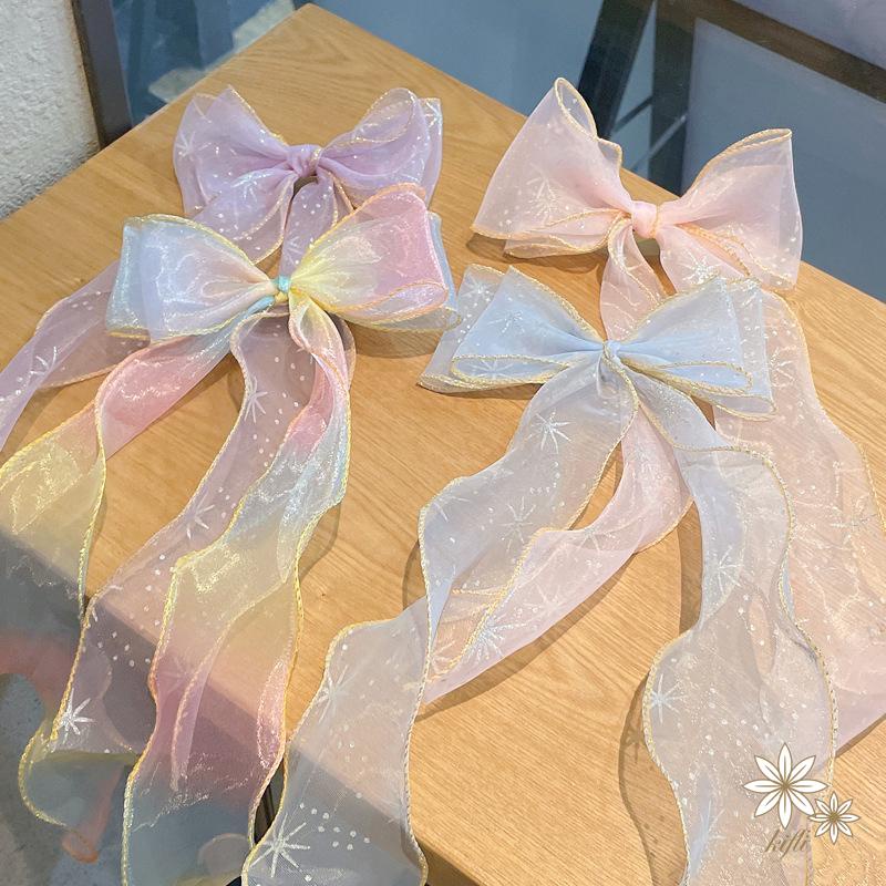 【kifli】Dây Cột Tóc Đính Nơ Ngôi Sao Nhiều Màu Xinh Xắn Cho Bé Gái