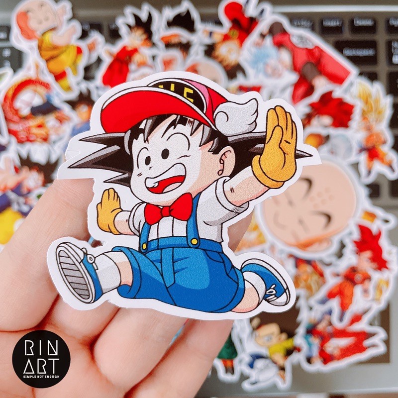 STICKER SONGOKU CÁ TÍNH DÁN TRANG TRÍ ĐIỆN THOẠI LAPTOP VALI MŨ BẢO HIỂM XE MÁY TỦ KỆ,...