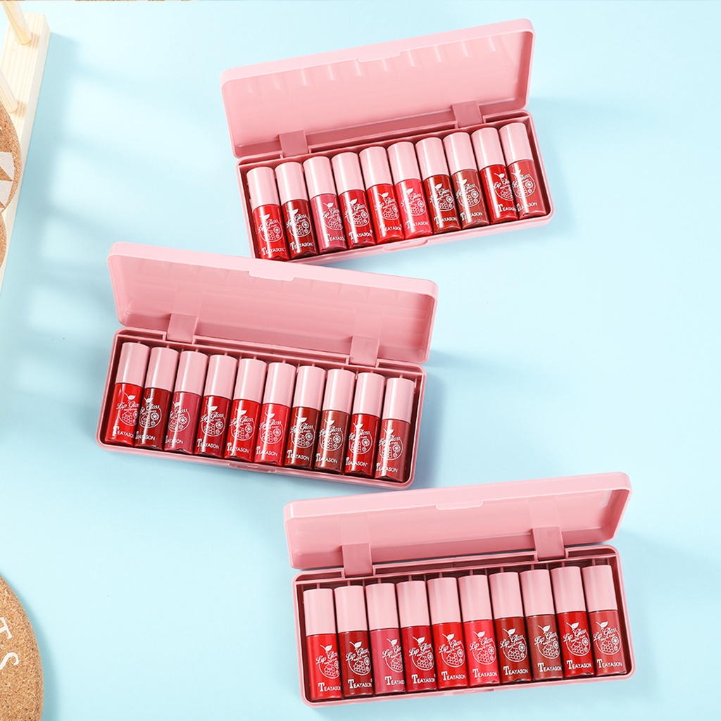 CODseller 10Pcs/Set Liquid Lipsticks Long Lasting Non-stick Safe Ingredients Unfading Nourishing Lip Gloss for Gifts