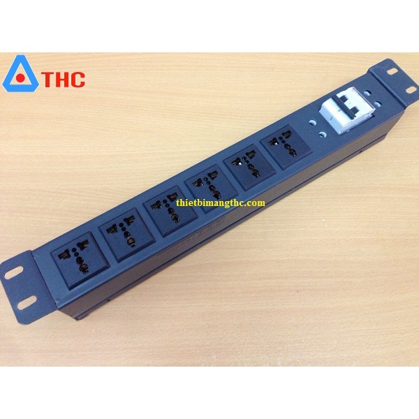 Thanh nguồn điện PDU 6 cổng 3 chấu đa năng lắp tủ mạng CÓ MCB 2P 32A, lắp Tủ mạng 19''