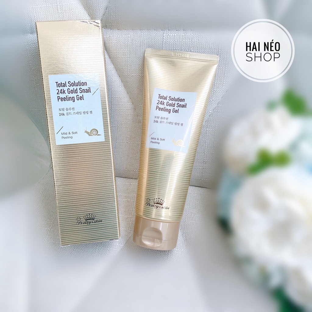 [DATE 07/22]Gel tẩy da chết chống lão hóa, mờ thâm, nám, sạm chiết xuất Ốc sên &amp; Vàng 24k Prettyskin Total Solution 150g