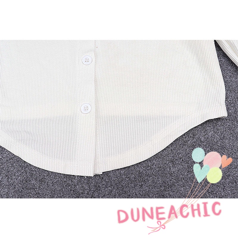 DUNEA Áo Cardigan Tay Dài Cổ Thủy Thủ Cài Nút Ngọt Ngào Cho Nữ
