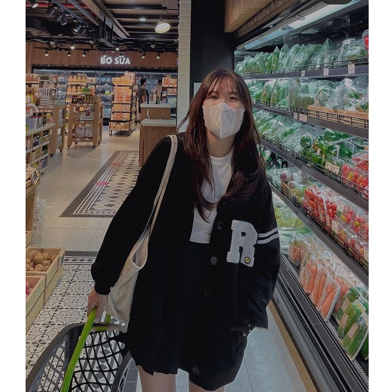 Áo Cardigan Nỉ Bông Thêu Len Sợi Chữ R M513- Lolla_Fashion