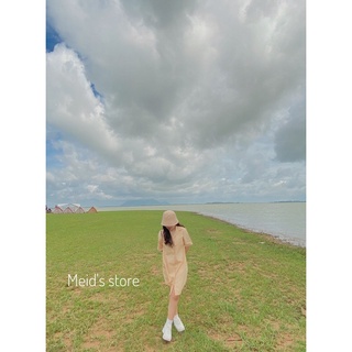 Đầm sơ mi hai túi form suông