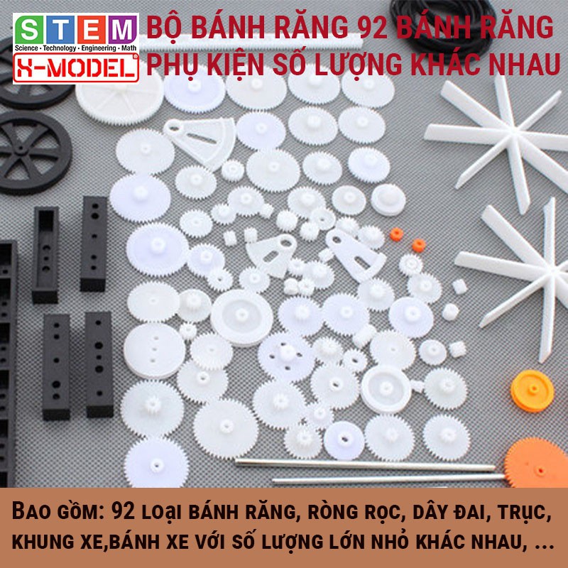 Đồ chơi thông minh, sáng tạo STEM Mô hình tự làm Bộ bánh răng nhựa 92 chi tiết X-MODEL ST17 [Giáo dục STEM, STEAM]