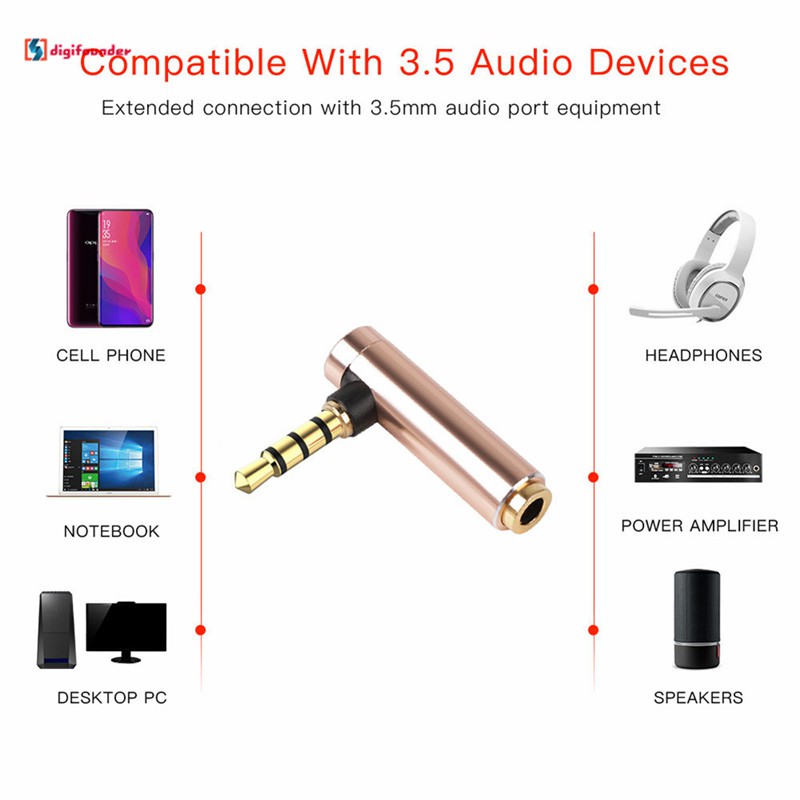 Bộ chuyển đổi 4 cực đầu cong phích cắm 3,5 mm sang ổ cắm 3,5 mm
