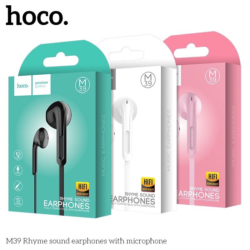 Tai Nghe Nhét Tai Hoco M39 Có Dây Giắc Cắm Micro 3.5mm Một Nút Điều Khiển Trên Dây Đa Năng 1.2m