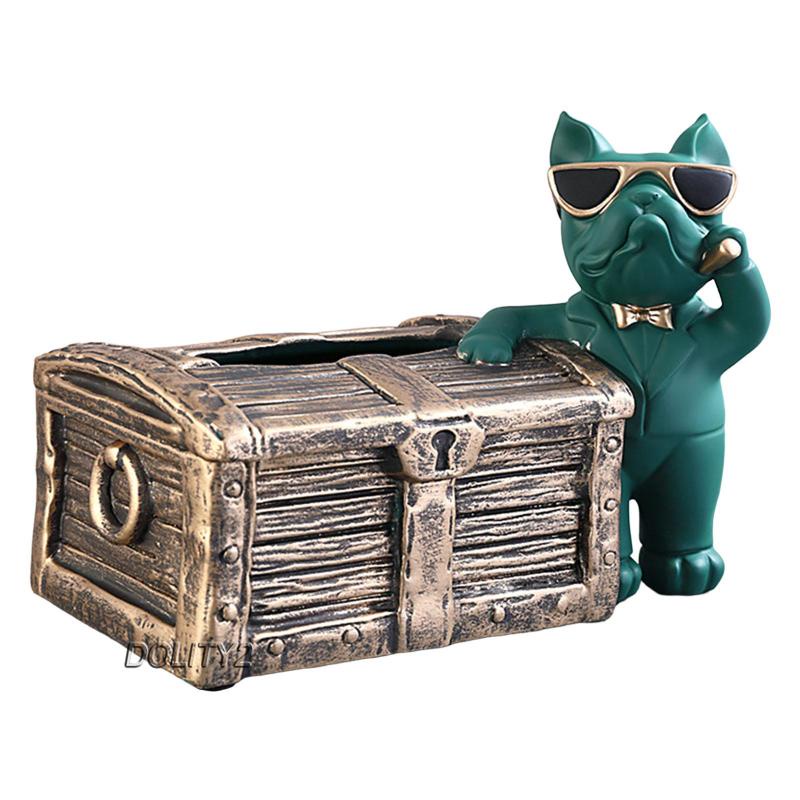 [Dolity2] Hộp Đựng Khăn Giấy Điêu Khắc Hình Chú Chó Bằng Nhựa Resin