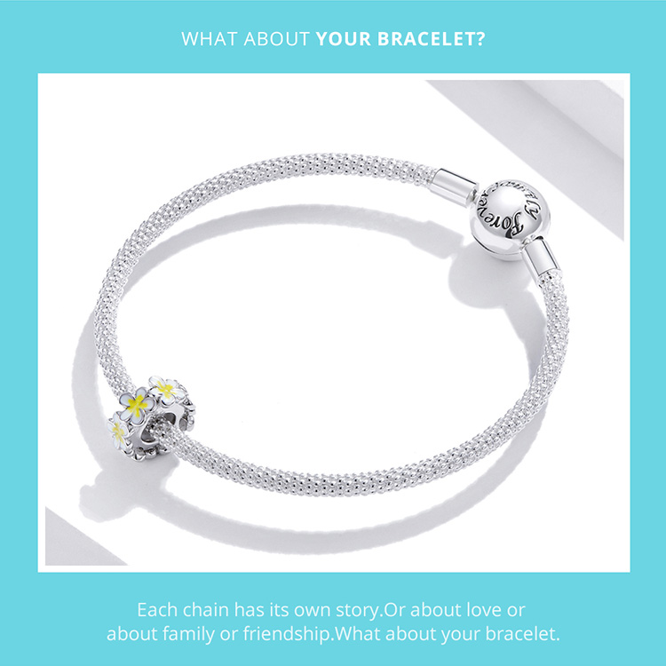 Mặt Vòng Tay Bamoer BSC447 Từ Bạc Thật 925 Hình Bông Hoa Lãng n DIY